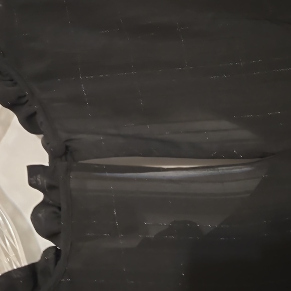 Blouse, NY & Company, Black Silver, Sheer, Sleeveless, Ruffled, V-neck, Med, - Picture 8 of 10